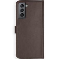 Selencia Étui portefeuille en cuir véritable Samsung Galaxy S21 - Marron