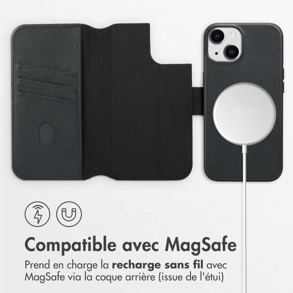 Accezz Étui de télephone portefeuille en cuir 2-en-1 avec MagSafe Apple iPhone 14 - Onyx Black