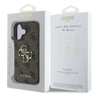 Guess Coque 4G Metal Logo iPhone 16 - Brun