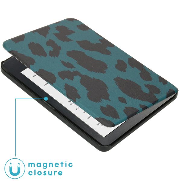 imoshion ﻿Étui de liseuse portefeuille design Slim Hard Kobo Clara HD -Green Leopard