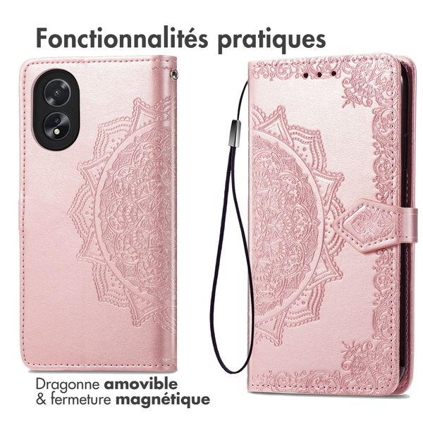 imoshion Etui de téléphone portefeuille Mandala Oppo A18 / Oppo A38 - Rose Dorée