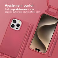 imoshion Coque arrière Color avec cordon amovible et MagSafe Apple iPhone 15 Pro - Raspberry