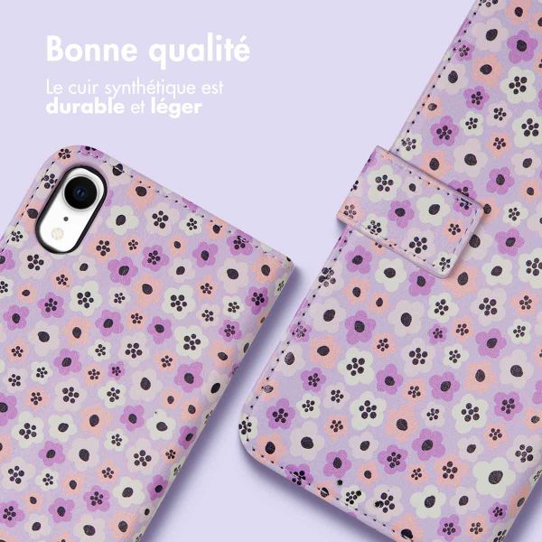 imoshion ﻿Étui de téléphone portefeuille Design iPhone Xr - Purple Flowers