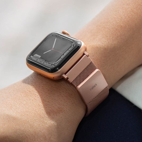 Uniq Bracelet Dante Mesh Milanese en acier Apple Watch Series 1 t/m 9 / SE (38/40/41 mm) | Series 10 / 11 (42 mm) - Rose
