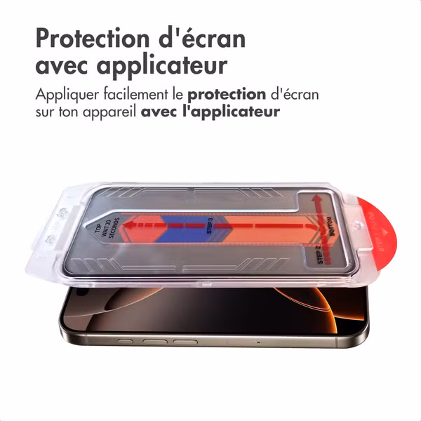 Accezz Protection d’écran en verre trempé avec filtre de confidentialité + Applicateur Apple iPhone 16 Pro Max