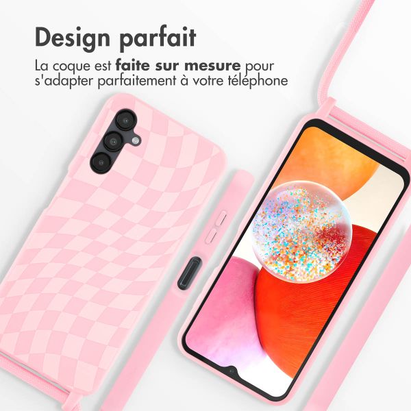 imoshion Coque design en silicone avec cordon Samsung Galaxy A14 (5G/4G) - Retro Pink