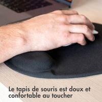 imoshion Tapis de souris ergonomique - Tapis de souris avec repose-poignet - 30x25 cm - Noir