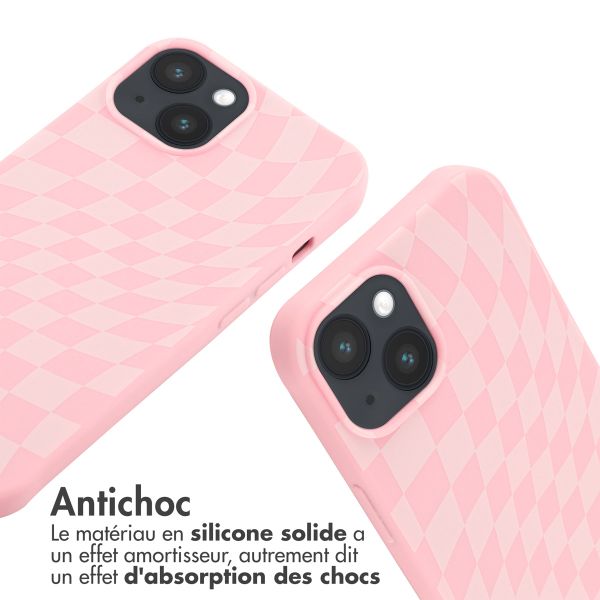 imoshion Coque design en silicone avec cordon Apple iPhone 14 - Retro Pink
