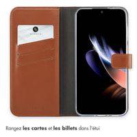 Selencia Étui portefeuille en cuir véritable Samsung Galaxy A36 / A56 - Marron clair