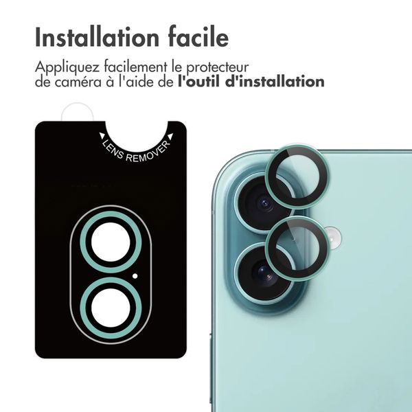 imoshion Lot de 2 protections d'objectif de caméra Apple iPhone 16 / 16 Plus - Teal
