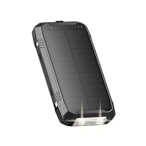 imoshion Solar Powerbank - Batterie externe sans fil avec panneau solaire - Charge rapide et fourniture d'énergie - 30 000 mAh - Noir