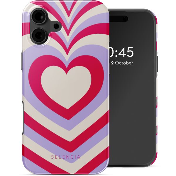 Selencia Coque arrière Vivid avec MagSafe Apple iPhone 16 - Double Hearts Rubine Red Lilac