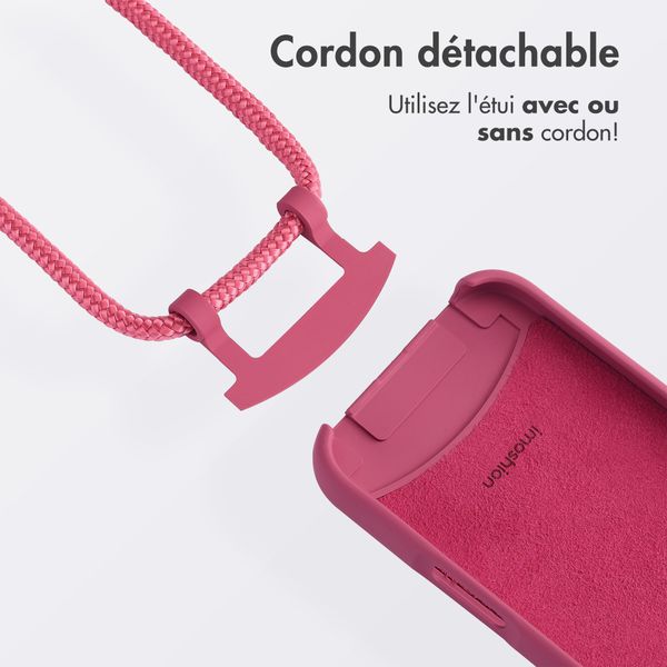 imoshion Coque arrière Color avec cordon amovible et MagSafe Apple iPhone 16 Pro - Raspberry
