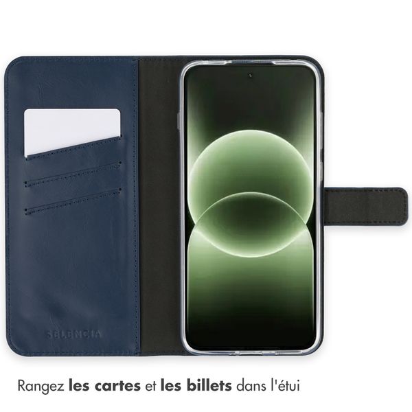 Selencia Étui portefeuille en cuir véritable OnePlus 15R - Bleu foncé