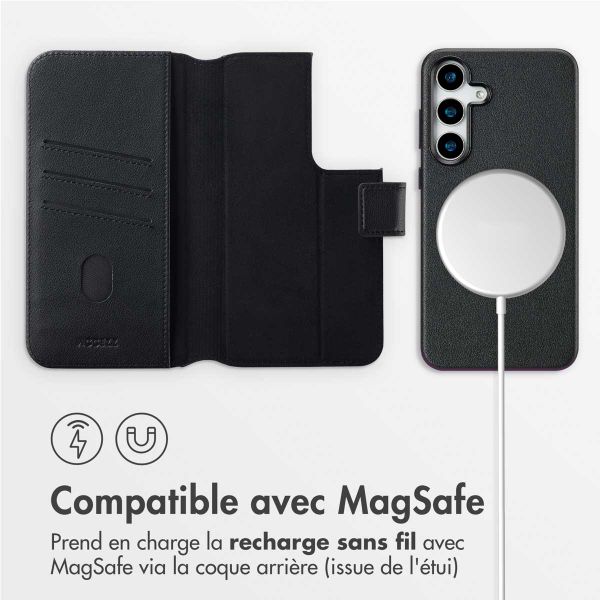 Accezz Étui de téléphone portefeuille en cuir 2-en-1 avec MagSafe Samsung Galaxy S25 Plus - Onyx Black