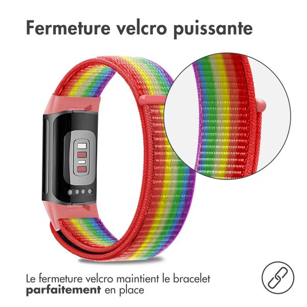 imoshion Bracelet en nylon le Fitbit Charge 5 / Charge 6 - Taille S - Rainbow