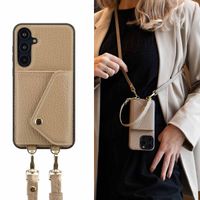 Selencia Coque à cordon avec porte-cartes enveloppe Sera Samsung Galaxy A55 - Beige