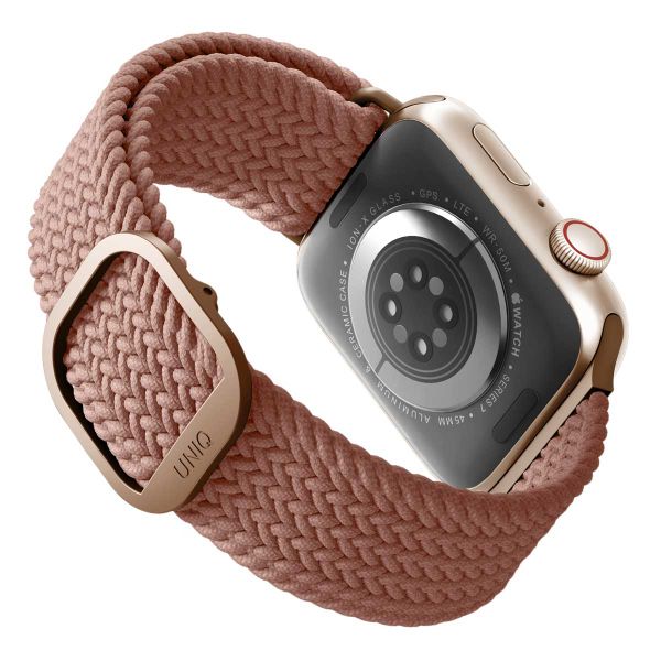 Uniq Bracelet tressé Aspen Apple Watch Series 1 t/m 9 / SE (38/40/41 mm) | Series 10 / 11 (42 mm) - Grapefruit Pink