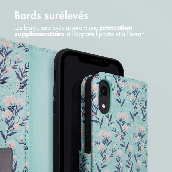 imoshion Étui de télephone portefeuille Design Apple iPhone Xr - Blue Flowers