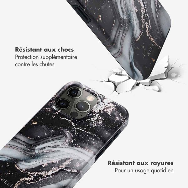 Selencia Coque arrière Vivid Tough iPhone 15 Pro Max - Chic Marble Black