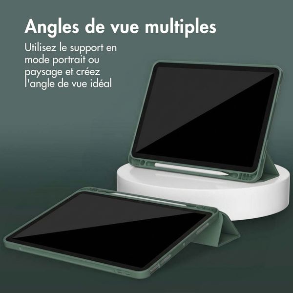 Accezz Coque tablette portefeuille Smart Silicone Apple iPad Air 11 pouces (2026) M4 / (2025) M3 / (2024) M2 / Air 5 (2022) / Air 4 (2020) - Vert foncé
