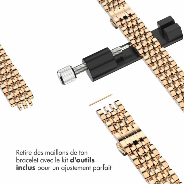 Selencia Bracelet en acier slim style Jubilee Apple Watch Series 1 t/m 9 / SE (38/40/41 mm) | Series 10 / 11 (42 mm) - Rose Doré