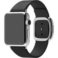 Apple Bracelet Leather Band Modern Buckle Apple Watch Series 1 t/m 9 / SE (38/40/41 mm) | Series 10 / 11 (42 mm) - Taille L - Noir