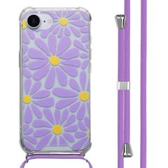 imoshion Coque Design avec cordon Apple iPhone 16e - Tropical Violet Flowers Connect