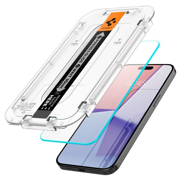 Spigen Protection d'écran en verre trempé GLAStR Fit 2 Paquets + Applicator Apple iPhone 15 Pro