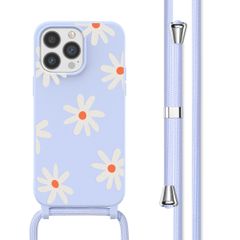 imoshion Coque design en silicone avec cordon Apple iPhone 13 Pro - Lila Flower Distance