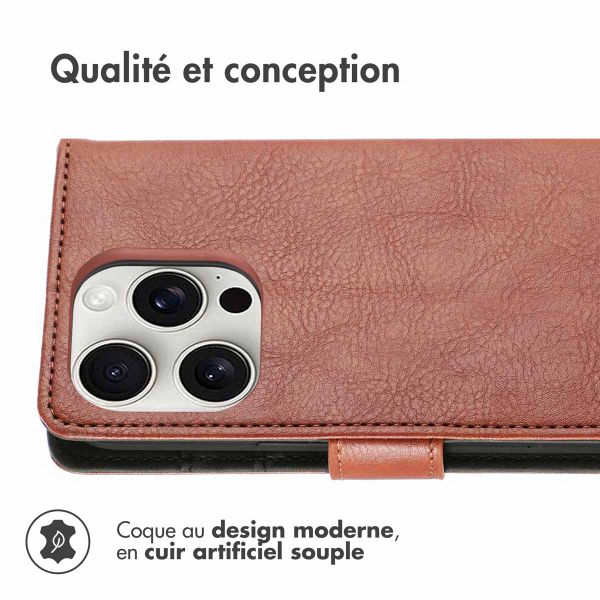 imoshion Étui de téléphone portefeuille Luxe iPhone 16 Pro Max - Brun