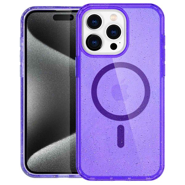 imoshion Coque Pailletée avec MagSafe Apple iPhone 15 Pro - Paillettes Violet