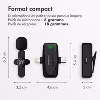 imoshion Microphone pour téléphone - Micro cravate - Sans fil - Bluetooth / Lightning / USB-C