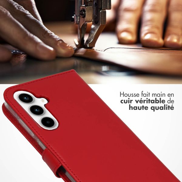 Selencia Étui portefeuille en cuir véritable Samsung Galaxy A35 - Rouge