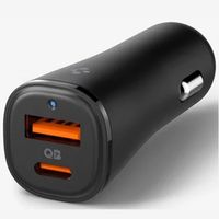 Spigen ArcStation Essential | Chargeur de voiture rapide - 1x USB-C 30 watts + 1x USB-A 18 watts - Noir