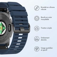 imoshion Bracelet QuickFit® Stripe en silicone  - Connexion Garmin 26 mm - Bleu foncé
