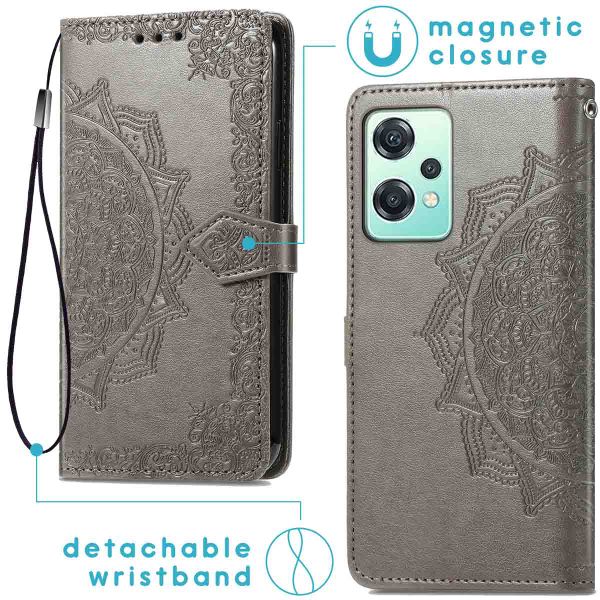 imoshion Etui de téléphone portefeuille Mandala OnePlus Nord CE 2 Lite 5G - Gris