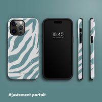 Selencia Coque arrière Vivid Apple iPhone 14 Pro Max - Colorful Zebra Pine Blue