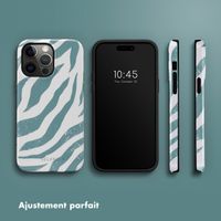 Selencia Coque arrière Vivid Tough iPhone 14 Pro Max - Colorful Zebra Pine Blue