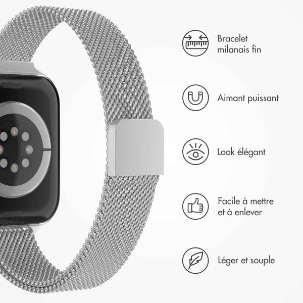 imoshion Bracelet slim Milanese Apple Watch Series 1 t/m 9 / SE (38/40/41 mm) | Series 10 / 11 (42 mm) - Argent