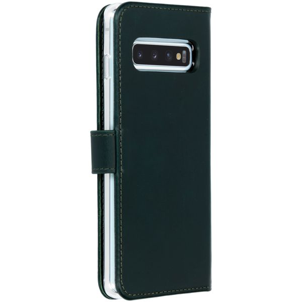 Selencia Étui portefeuille en cuir véritable Samsung Galaxy S10 - Vert