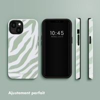Selencia Coque arrière Vivid Apple iPhone 13 - Colorful Zebra Sage Green