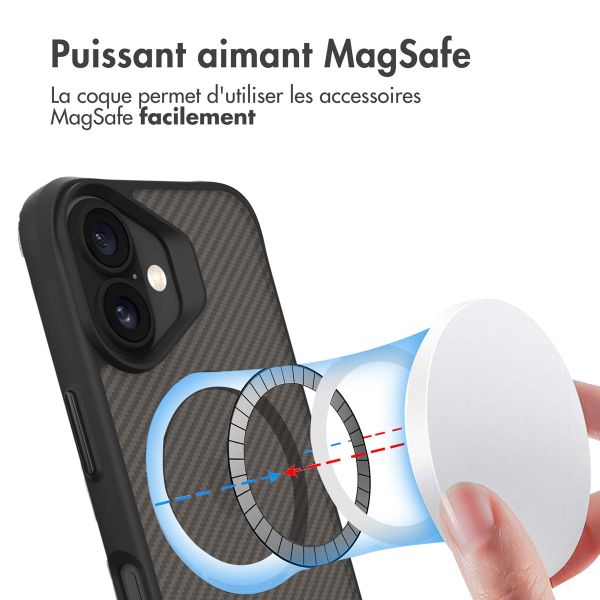 imoshion Rugged Hybrid Carbon Case avec MagSafe Apple iPhone 16 - Noir