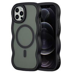 Selencia Coque arrière Wavy avec MagSafe Apple iPhone 12 (Pro) - Noir