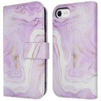 imoshion Étui de télephone portefeuille Design Apple iPhone SE (2022 / 2020) / 8 / 7 / 6(s) - Purple Marble