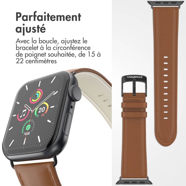 imoshion Bracelet en cuir Classique Apple Watch Series 1 á 10 / SE / Ultra (2) (44/45/46/49 mm) - Brun