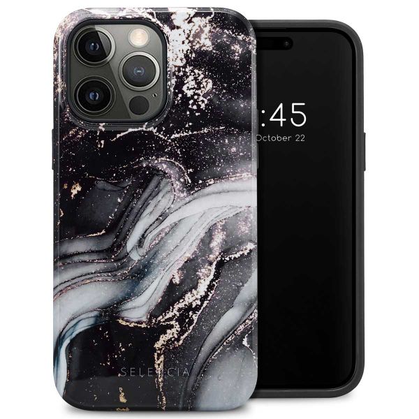 Selencia Coque arrière Vivid Tough iPhone 14 Pro Max - Chic Marble Black