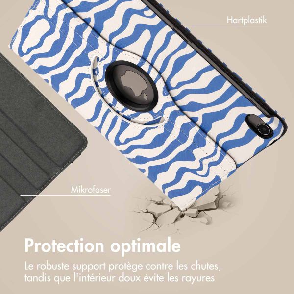 imoshion Coque tablette Design rotatif à 360° iPad Air 5 (2022) / Air 4 (2020) - White Blue Stripes