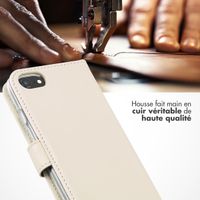 Selencia Étui portefeuille en cuir véritable Apple iPhone SE (2022 / 2020) / 8 / 7 - Greige