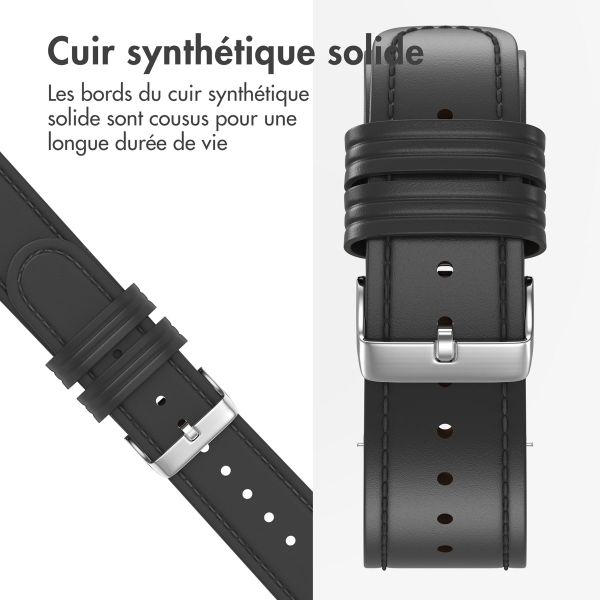 imoshion Bracelet en cuir moderne - Connexion universelle 22 mm - Noir